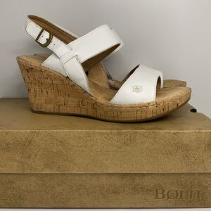 Born Cherry White F/G White Wedge Sandal Size 9M